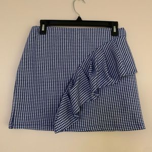 VERY CUTE BLUE CHECKERED RUFFLE SKIRT FROM TOPSHOP